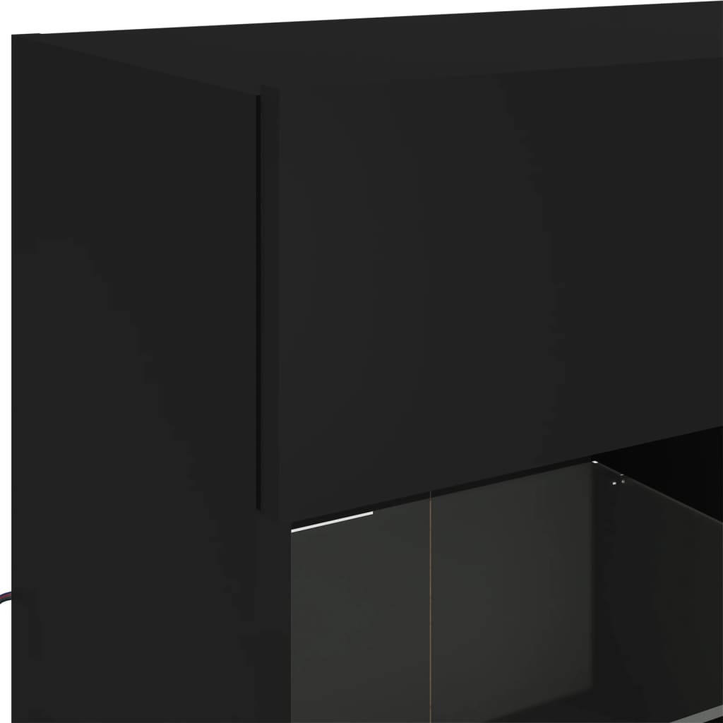 TV Wall Cabinet with LED Lights Black 78,5x30x60,5 cm