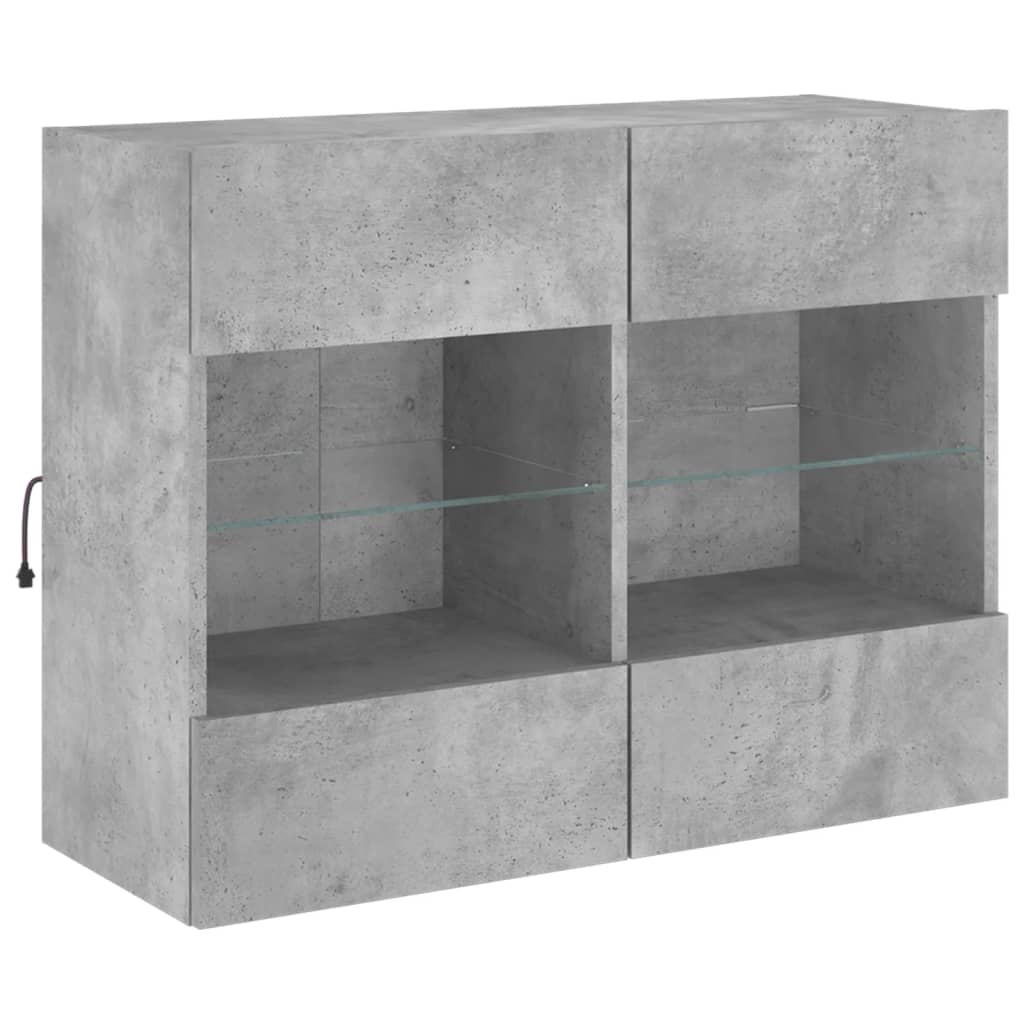 TV Wall Cabinet with LED Lights Concrete Grey 78,5x30x60,5 cm