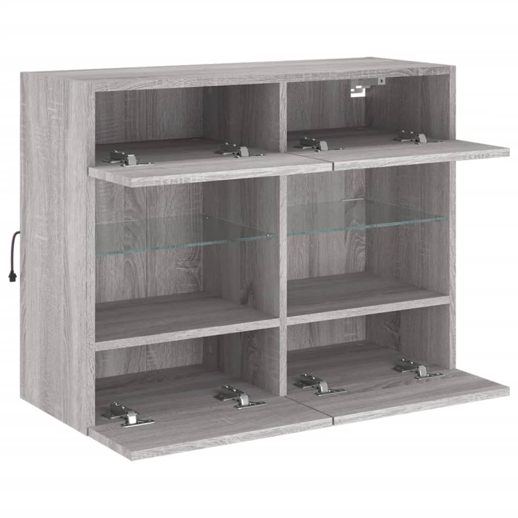 TV Wall Cabinet with LED Lights Grey Sonoma 78,5x30x60,5 cm