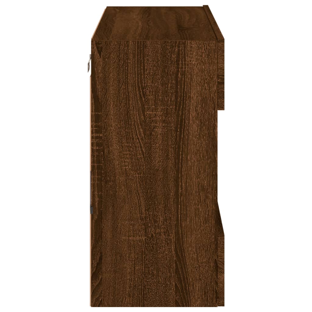 TV Wall Cabinet with LED Lights Brown Oak 78,5x30x60,5 cm