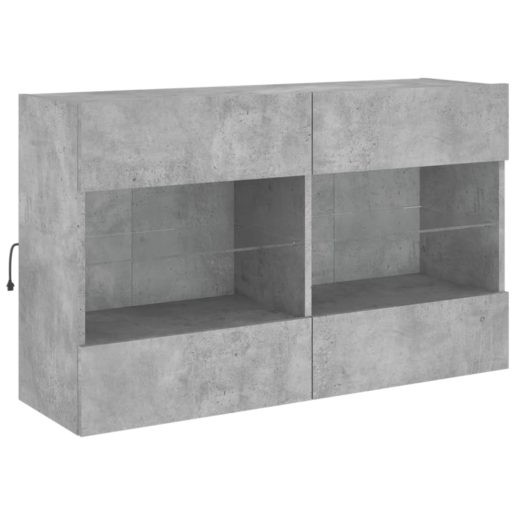 TV Wall Cabinet with LED Lights Concrete Grey 98,5x30x60,5 cm