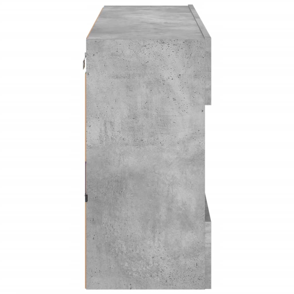 TV Wall Cabinet with LED Lights Concrete Grey 98,5x30x60,5 cm