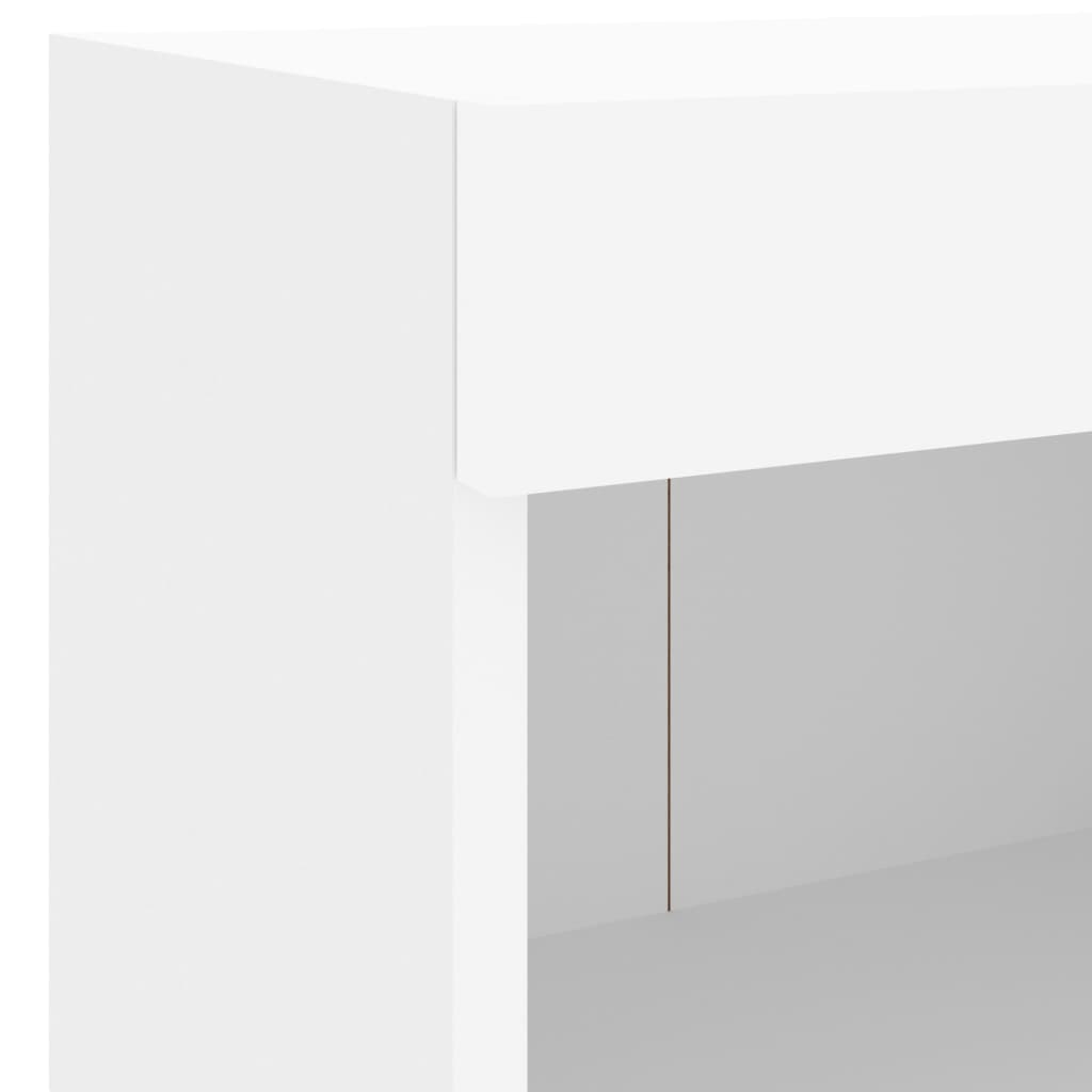 Bedside Cabinets with LED Lights Wall-mounted 2 pcs White