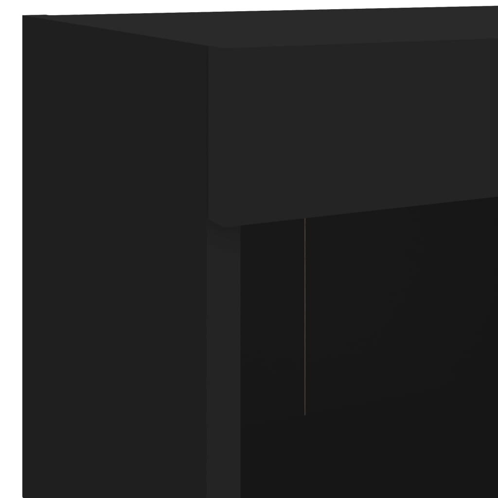 Bedside Cabinets with LED Lights Wall-mounted 2 pcs Black