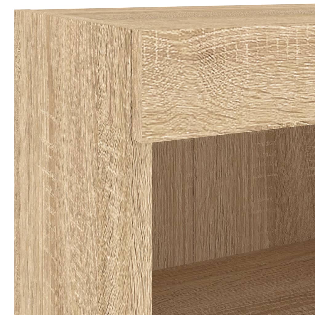 Bedside Cabinets with LED Lights Wall-mounted 2 pcs Sonoma Oak