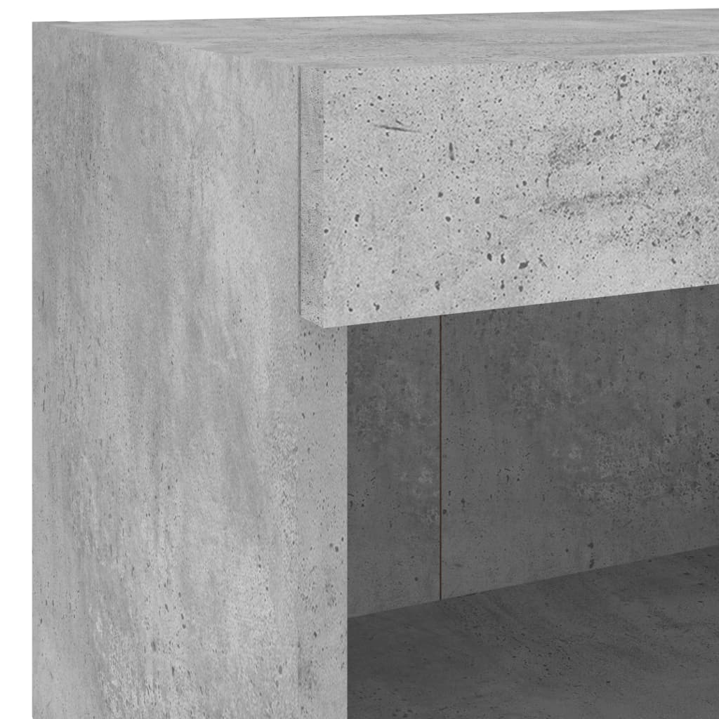 Bedside Cabinets with LED Wall-mounted 2 pcs Concrete Grey