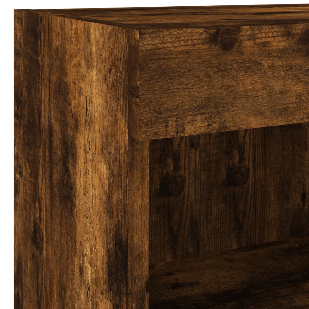 Bedside Cabinets with LED Lights Wall-mounted 2 pcs Smoked Oak