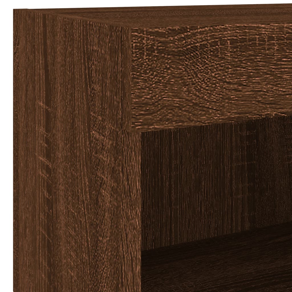 Bedside Cabinets with LED Lights Wall-mounted 2 pcs Brown Oak