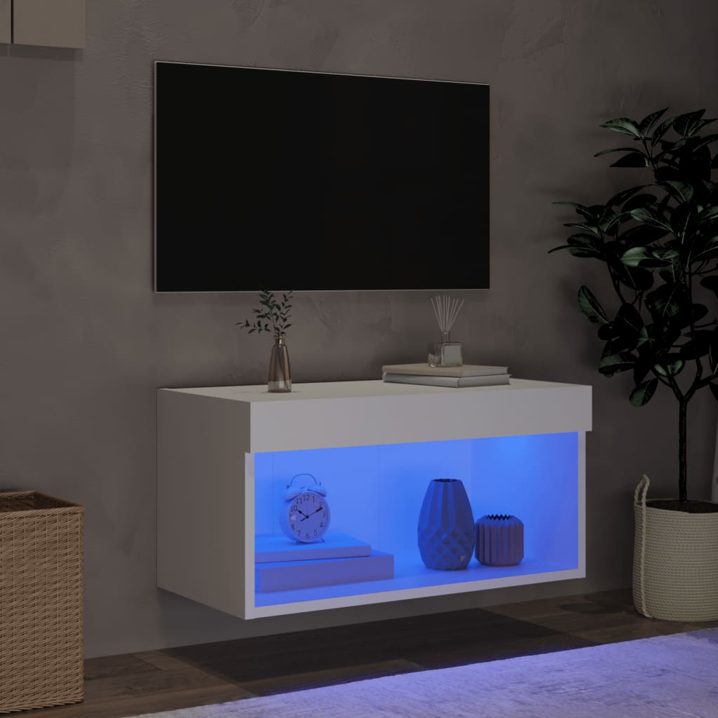 vidaXL TV Cabinet with LED Lights White 60x30x30 cm