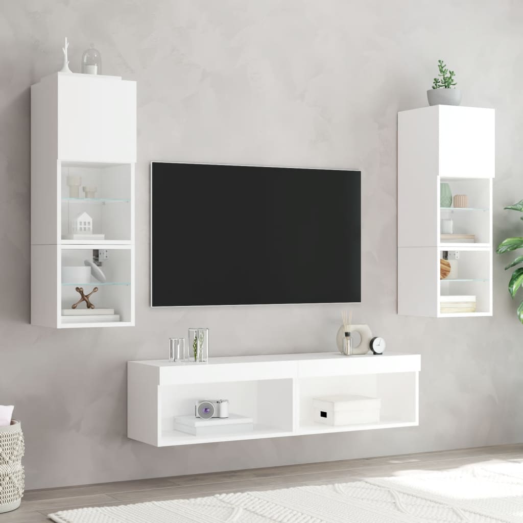 vidaXL TV Cabinet with LED Lights White 60x30x30 cm