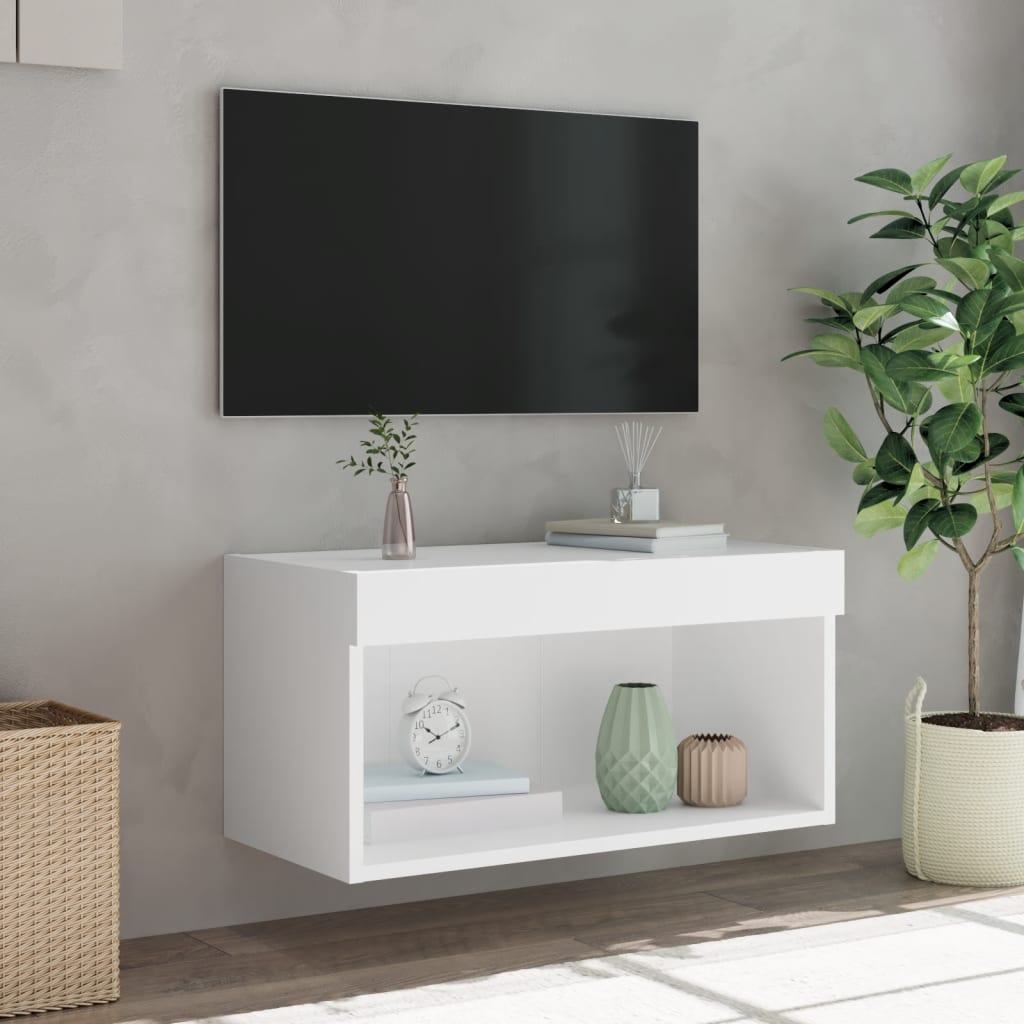 vidaXL TV Cabinet with LED Lights White 60x30x30 cm