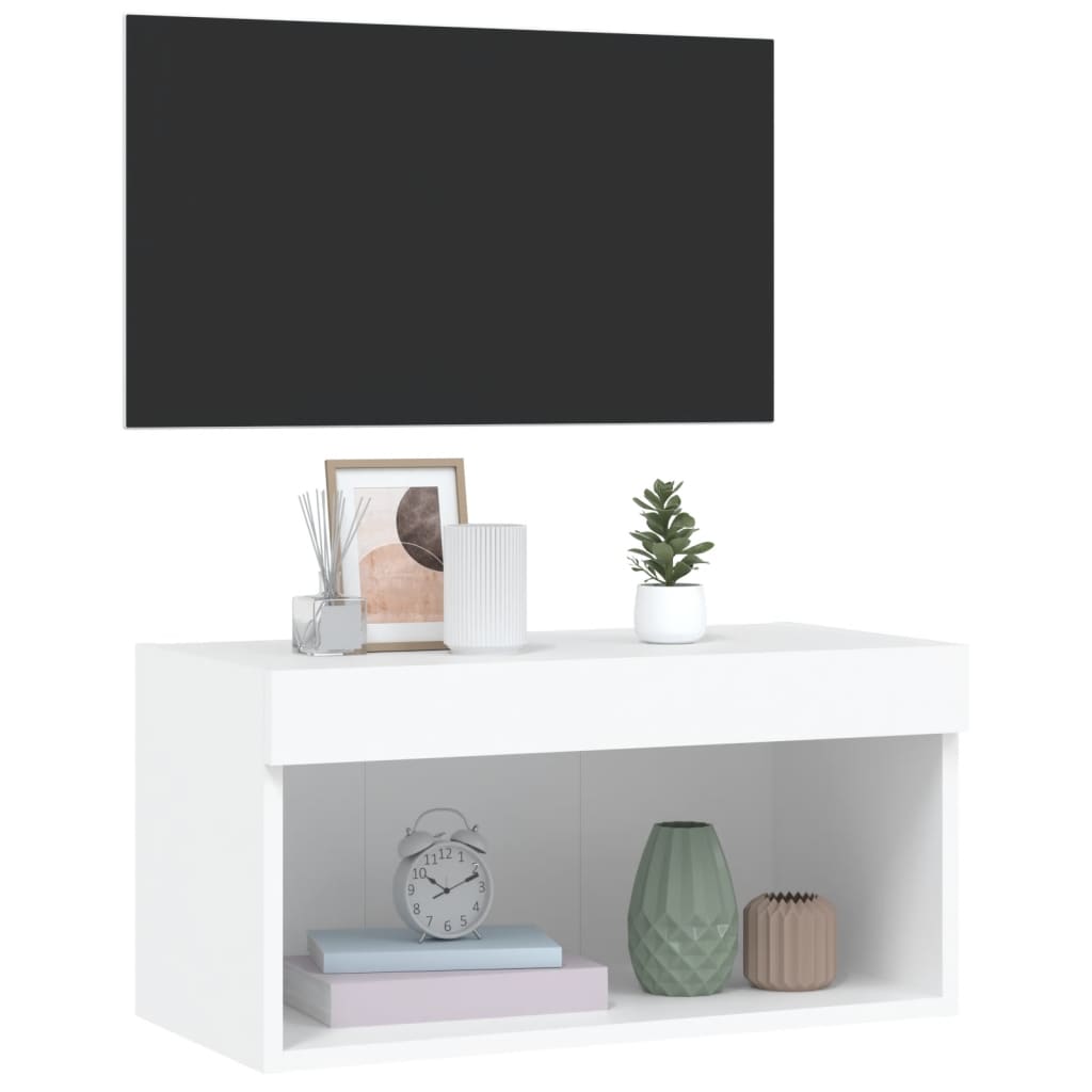 vidaXL TV Cabinet with LED Lights White 60x30x30 cm