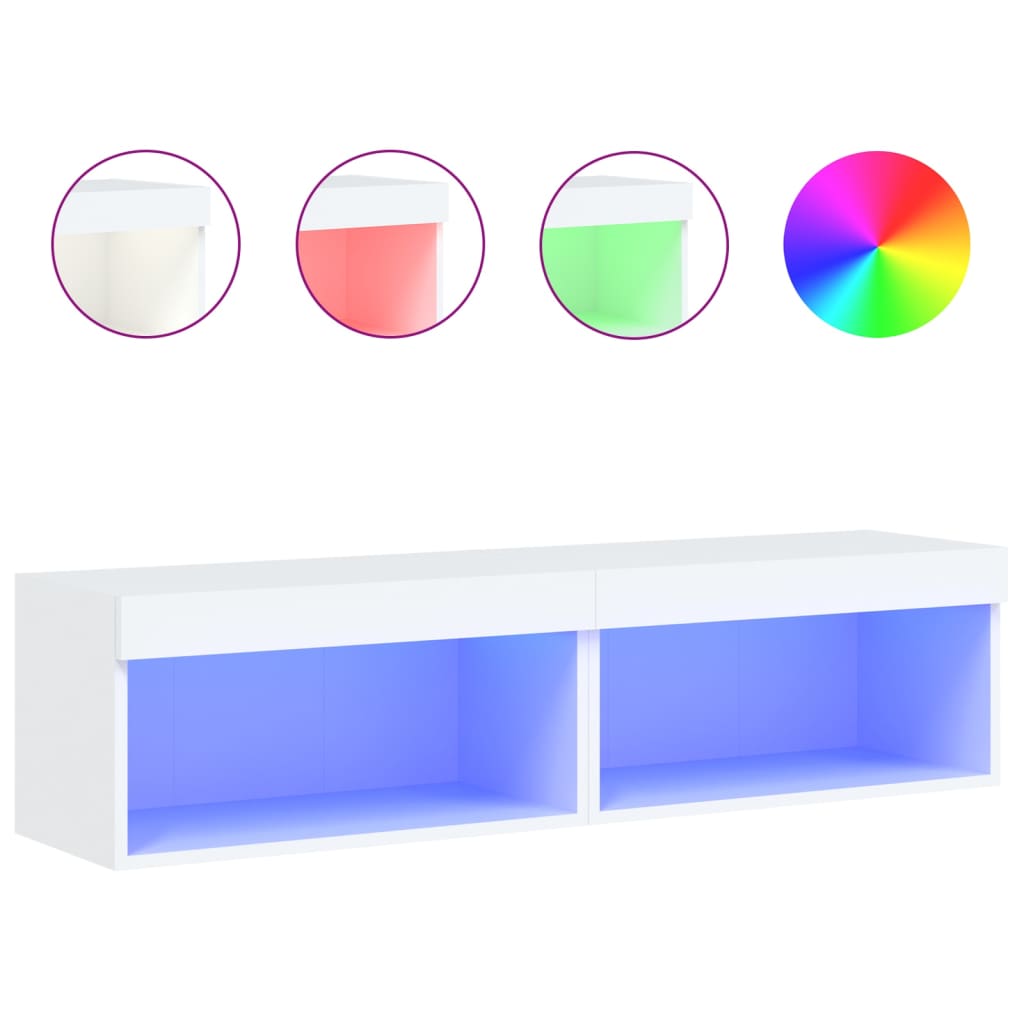 vidaXL TV Cabinets with LED Lights 2 pcs White 60x30x30 cm