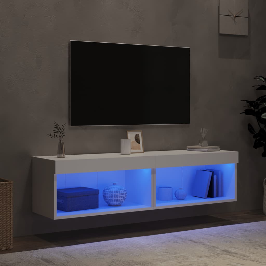 2 Piece TV Cabinet Set with LED Lights White 60x30x30 cm