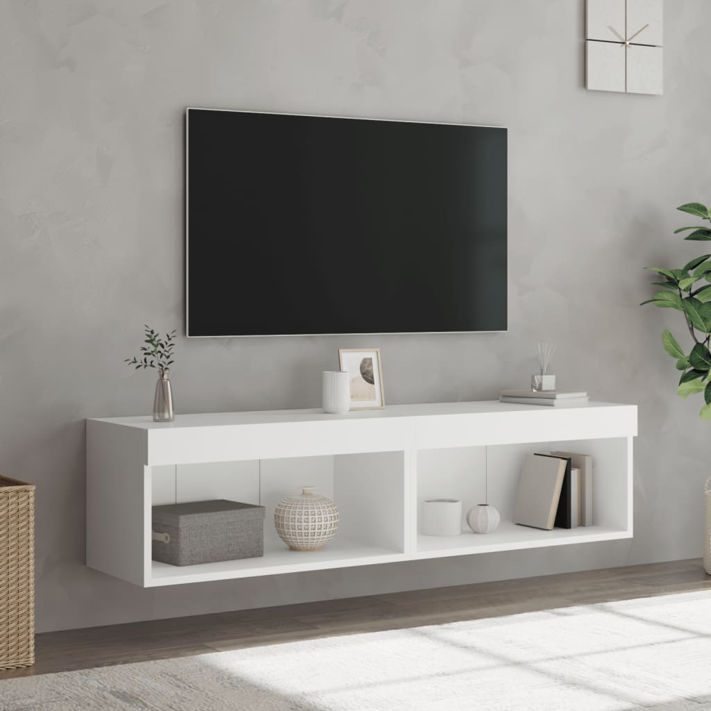 2 Piece TV Cabinet Set with LED Lights White 60x30x30 cm
