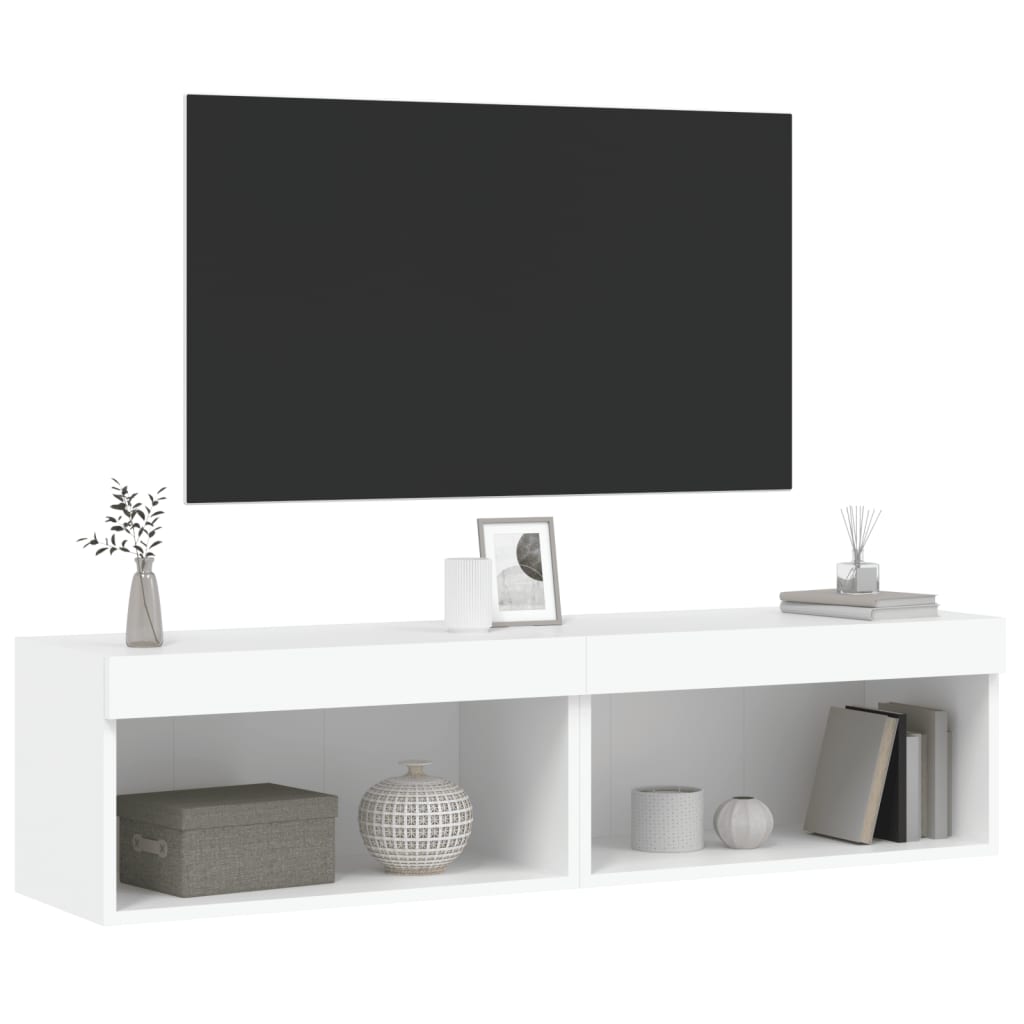 vidaXL TV Cabinets with LED Lights 2 pcs White 60x30x30 cm