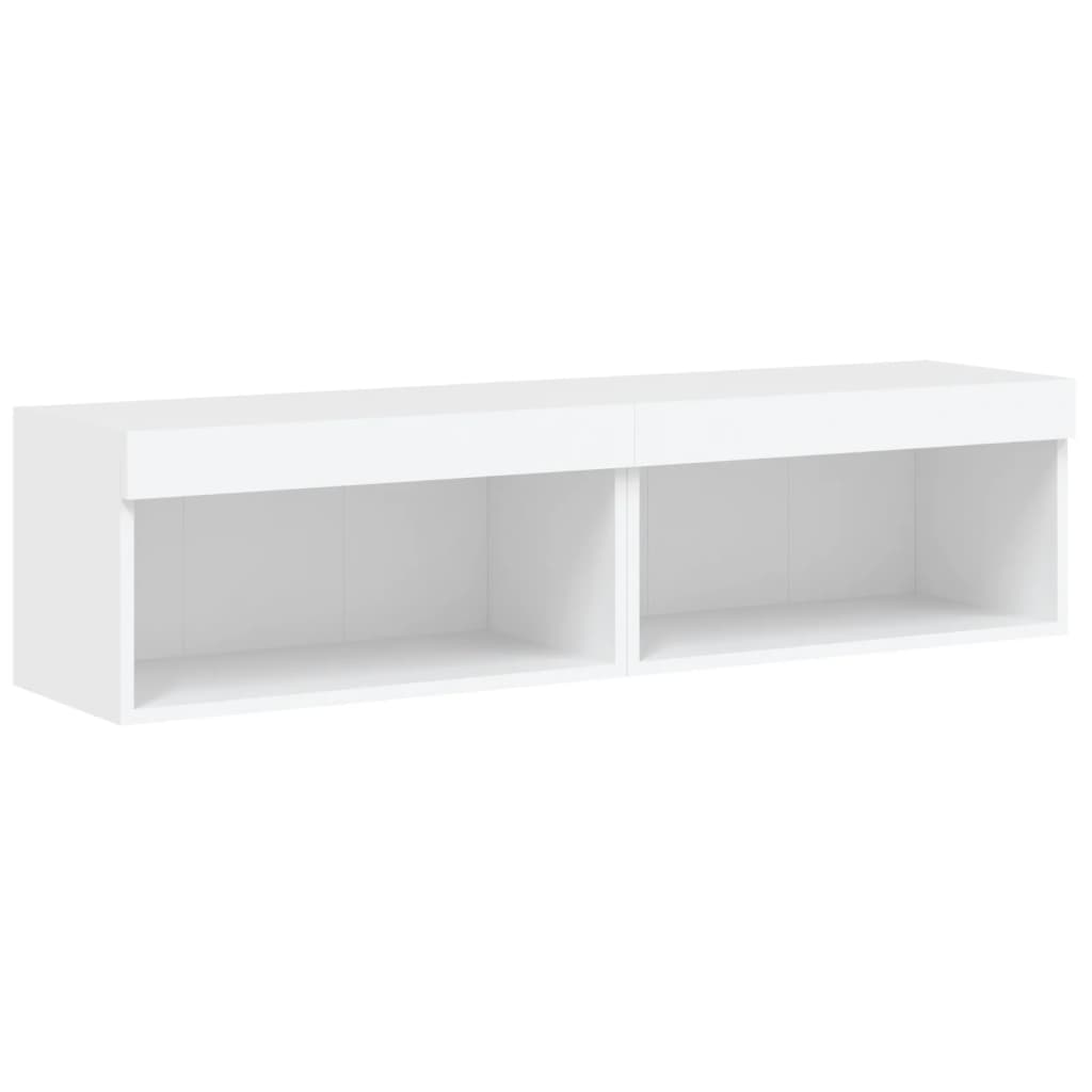 2 Piece TV Cabinet Set with LED Lights White 60x30x30 cm