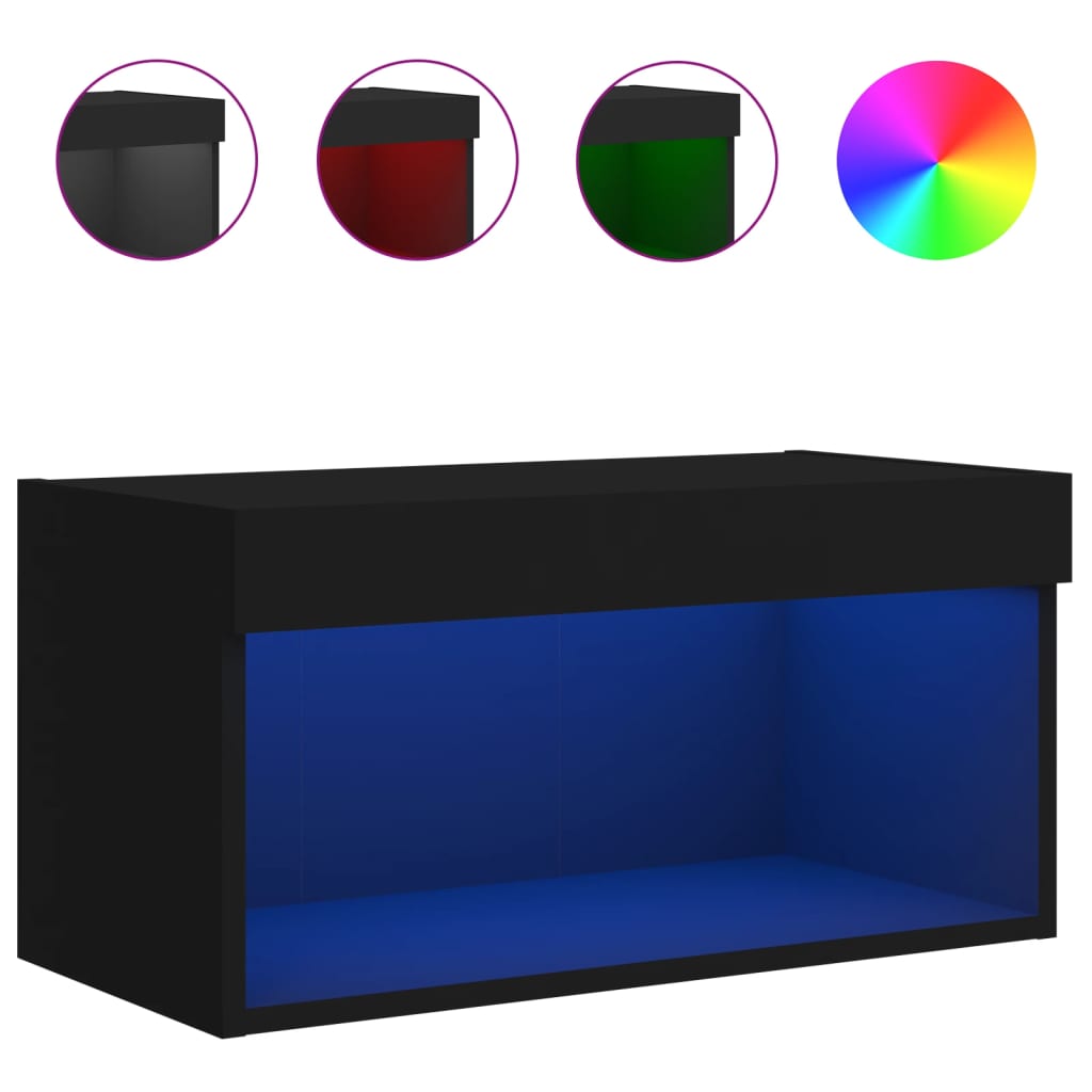 vidaXL TV Cabinet with LED Lights Black 60x30x30 cm