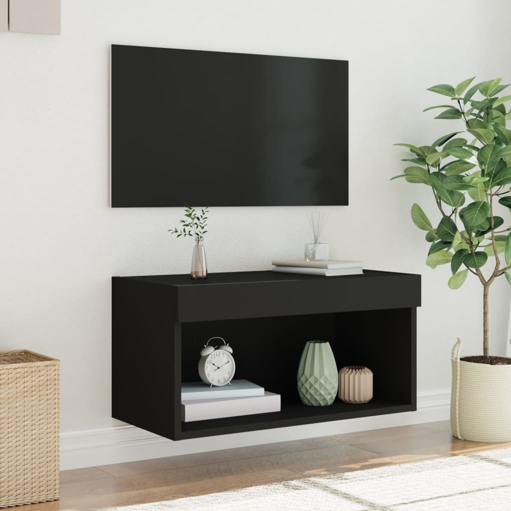 vidaXL TV Cabinet with LED Lights Black 60x30x30 cm