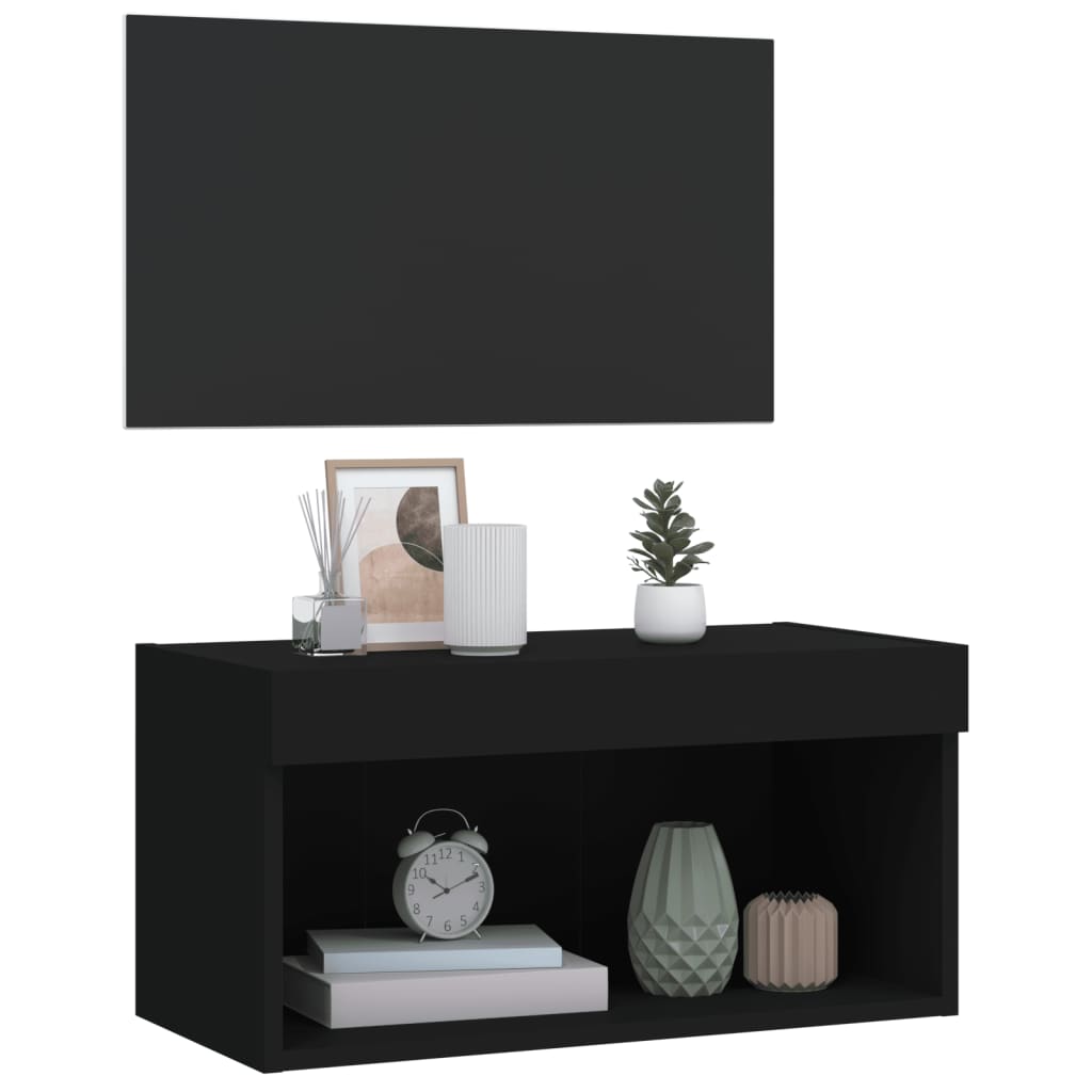 vidaXL TV Cabinet with LED Lights Black 60x30x30 cm