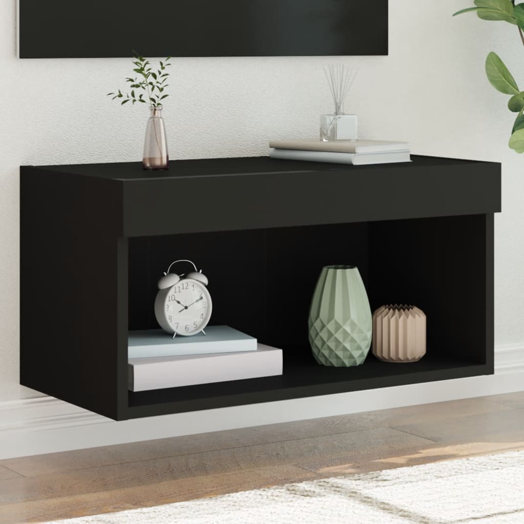 vidaXL TV Cabinet with LED Lights Black 60x30x30 cm