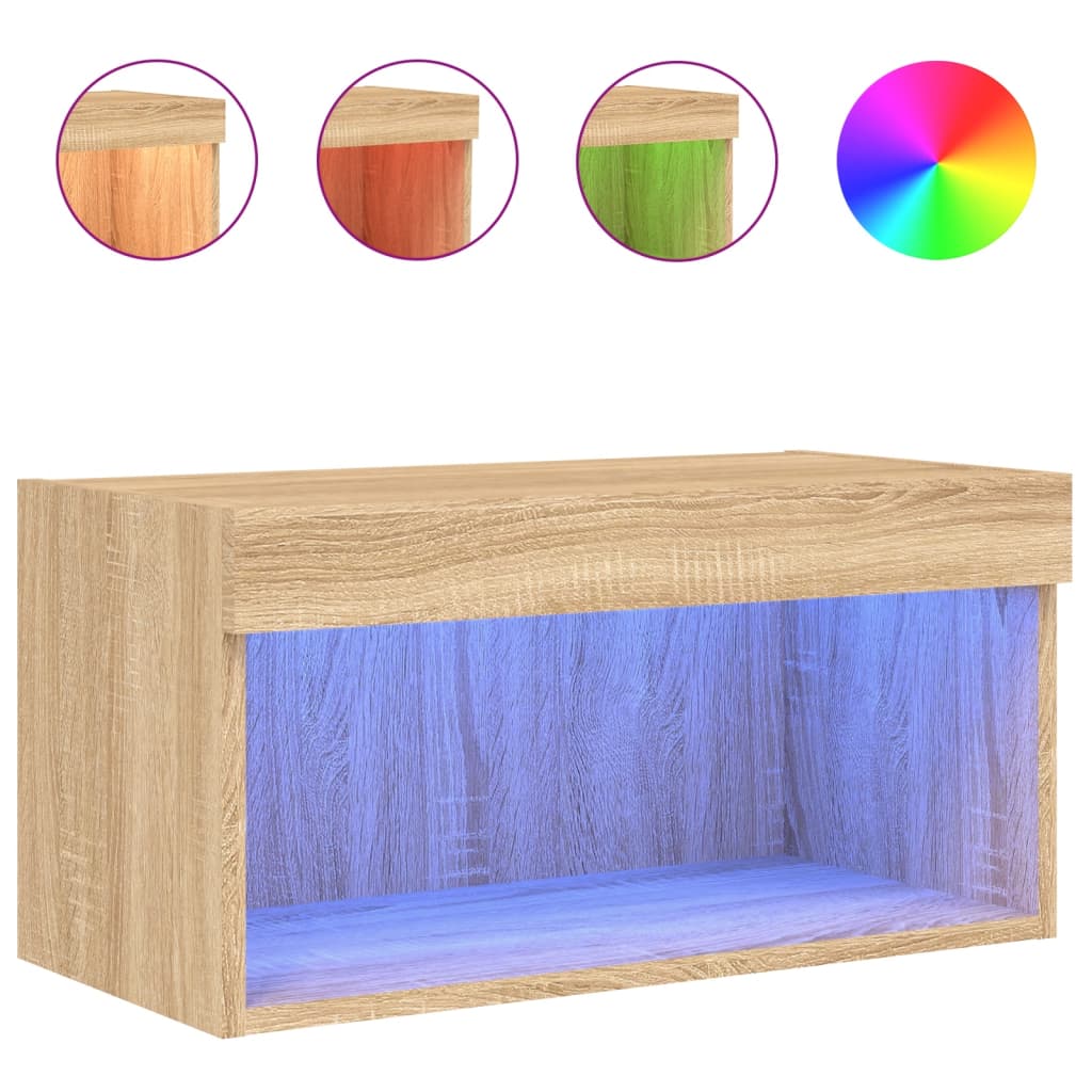 vidaXL TV Cabinet with LED Lights Sonoma Oak 60x30x30 cm