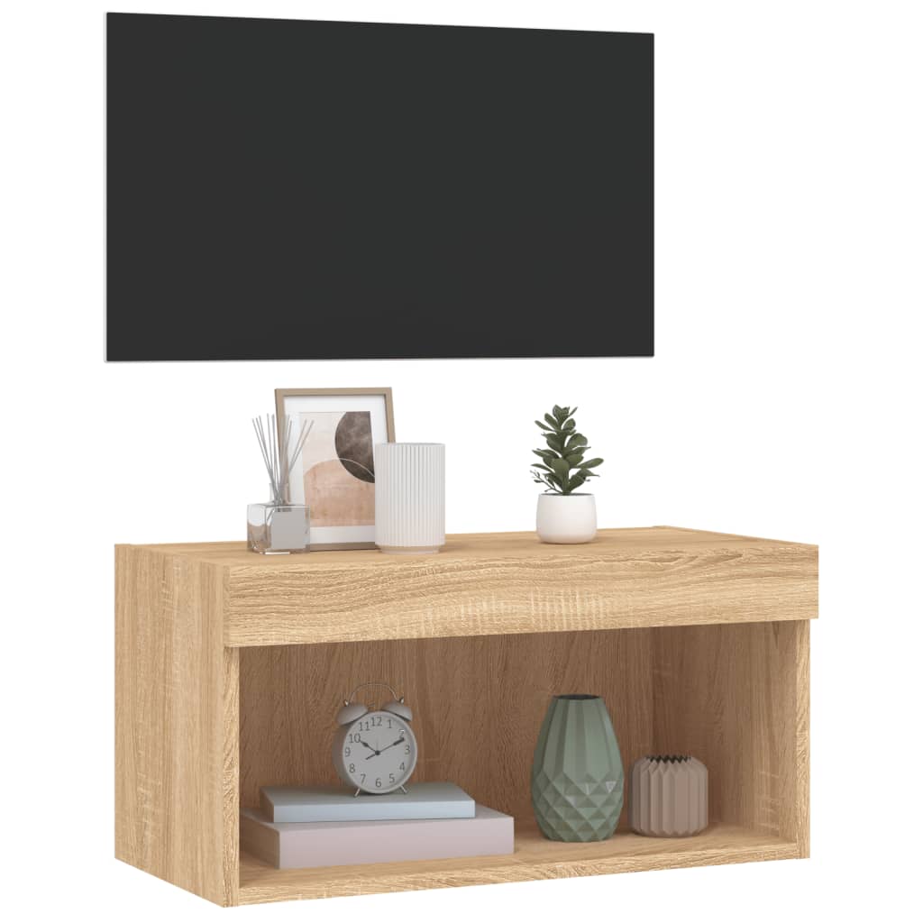 vidaXL TV Cabinet with LED Lights Sonoma Oak 60x30x30 cm