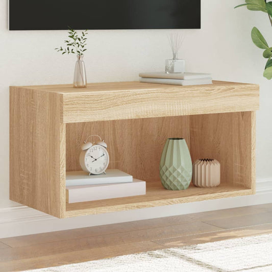 vidaXL TV Cabinet with LED Lights Sonoma Oak 60x30x30 cm