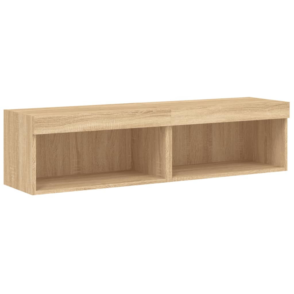 2 Piece TV Cabinet Set with LED Lights Sonoma Oak 60x30x30 cm