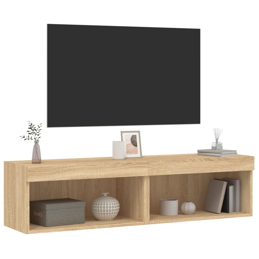 vidaXL TV Cabinets with LED Lights 2 pcs Sonoma Oak 60x30x30 cm