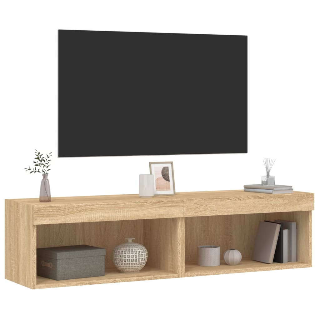 2 Piece TV Cabinet Set with LED Lights Sonoma Oak 60x30x30 cm