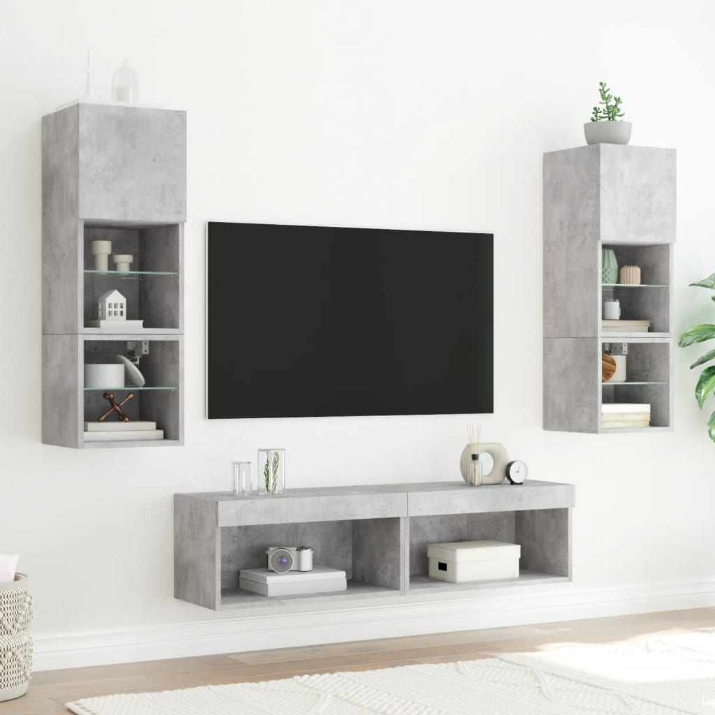 vidaXL TV Cabinet with LED Lights Concrete Grey 60x30x30 cm