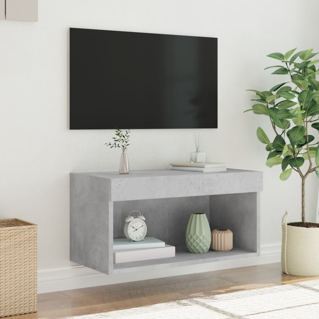 vidaXL TV Cabinet with LED Lights Concrete Grey 60x30x30 cm