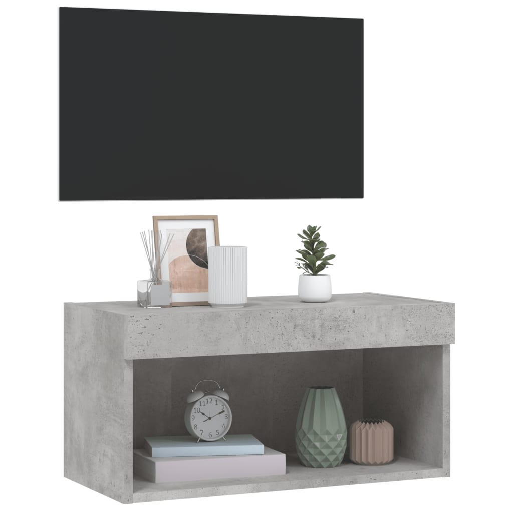 vidaXL TV Cabinet with LED Lights Concrete Grey 60x30x30 cm