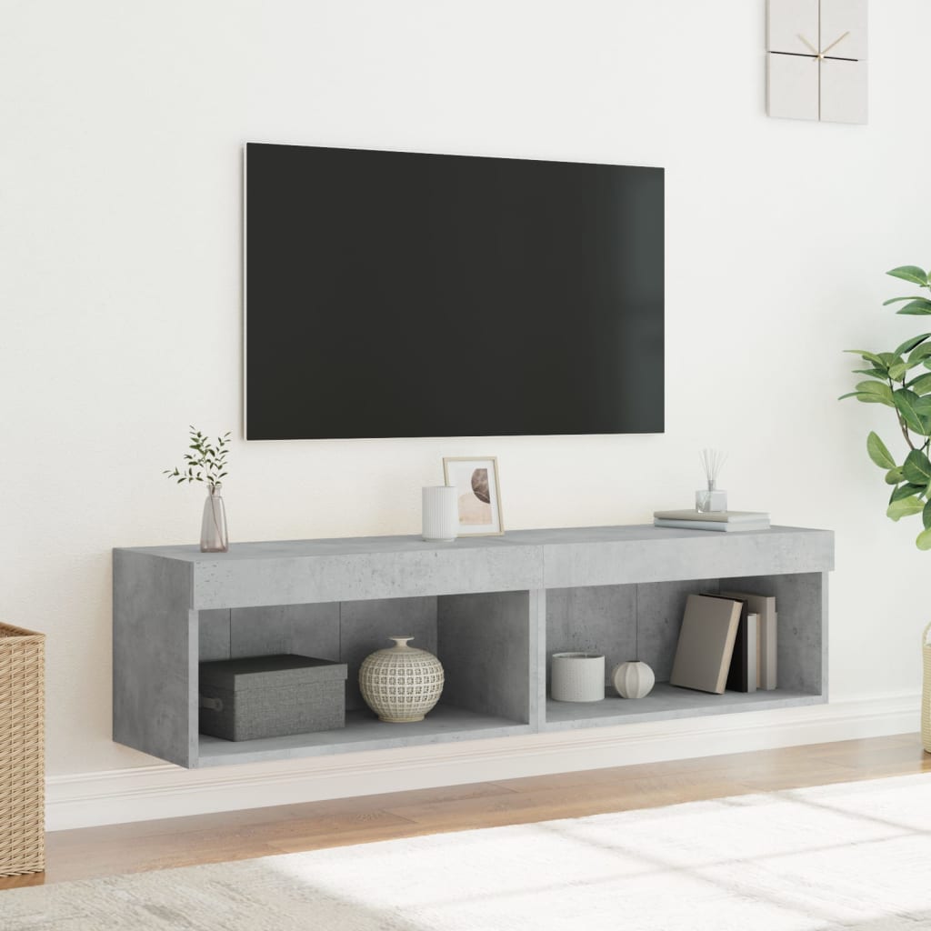 2 Piece TV Cabinet Set with LED Lights Concrete Grey 60x30x30 cm