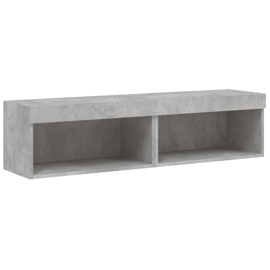2 Piece TV Cabinet Set with LED Lights Concrete Grey 60x30x30 cm