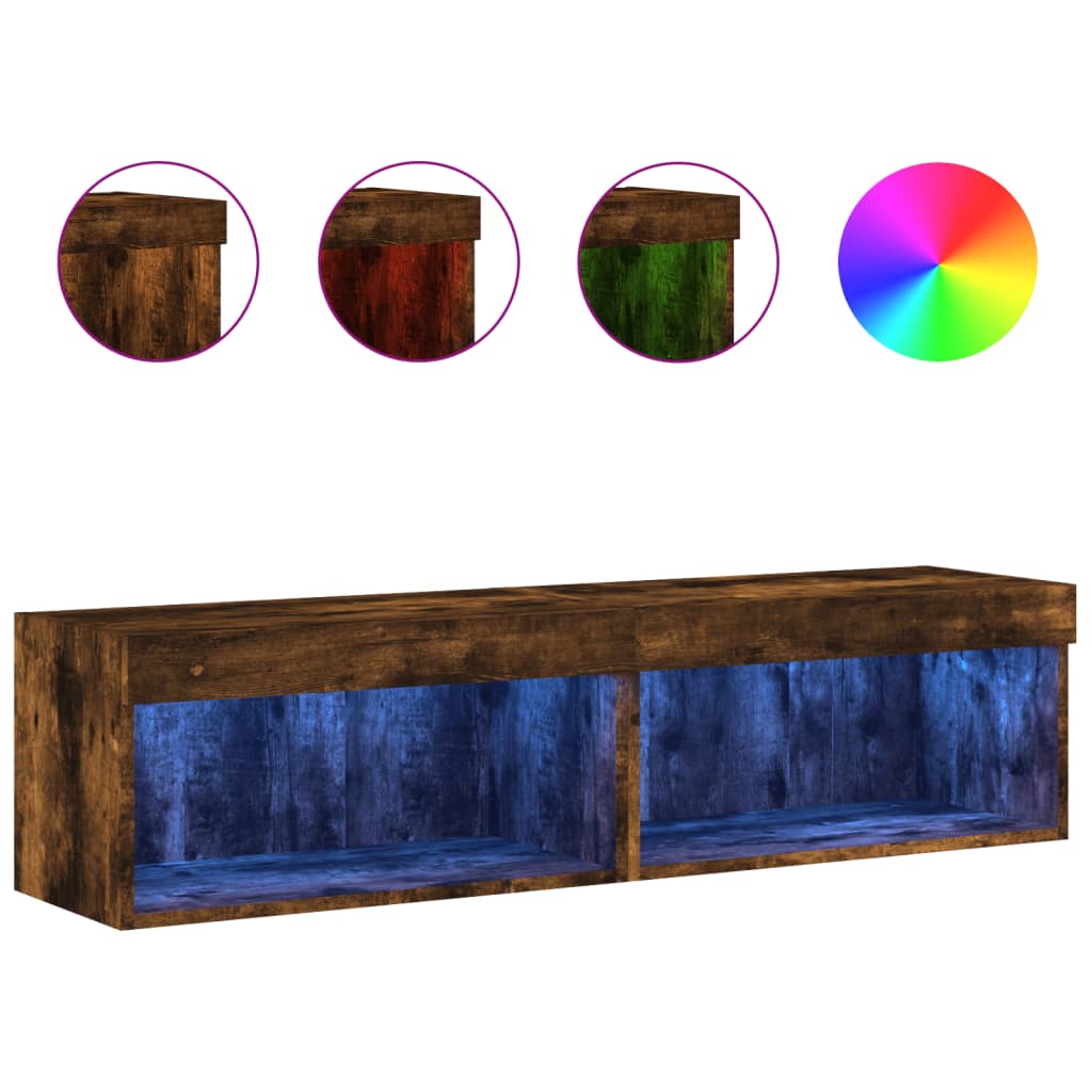 2 Piece TV Cabinet Set with LED Lights Smoked Oak 60x30x30 cm