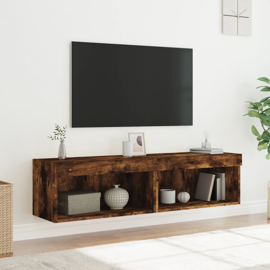 2 Piece TV Cabinet Set with LED Lights Smoked Oak 60x30x30 cm