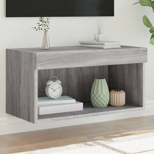 TV Cabinet with LED Lights Grey Sonoma 60x30x30 cm