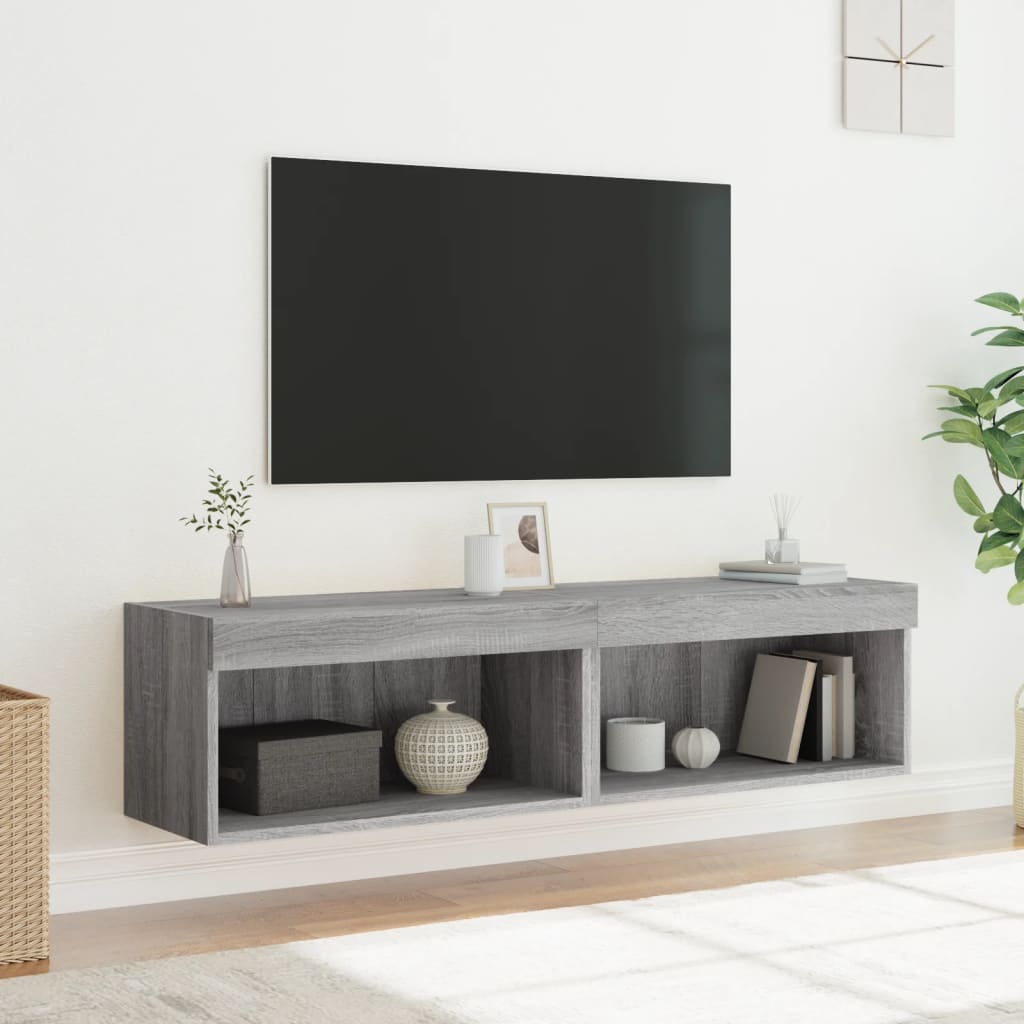 2 Piece TV Cabinet Set with LED Lights Grey Sonoma 60x30x30 cm