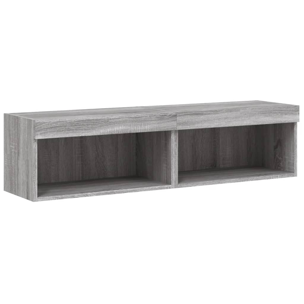 2 Piece TV Cabinet Set with LED Lights Grey Sonoma 60x30x30 cm
