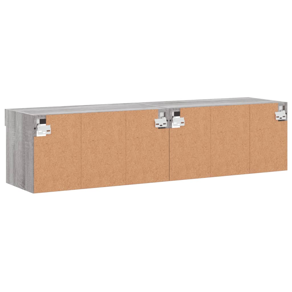 2 Piece TV Cabinet Set with LED Lights Grey Sonoma 60x30x30 cm