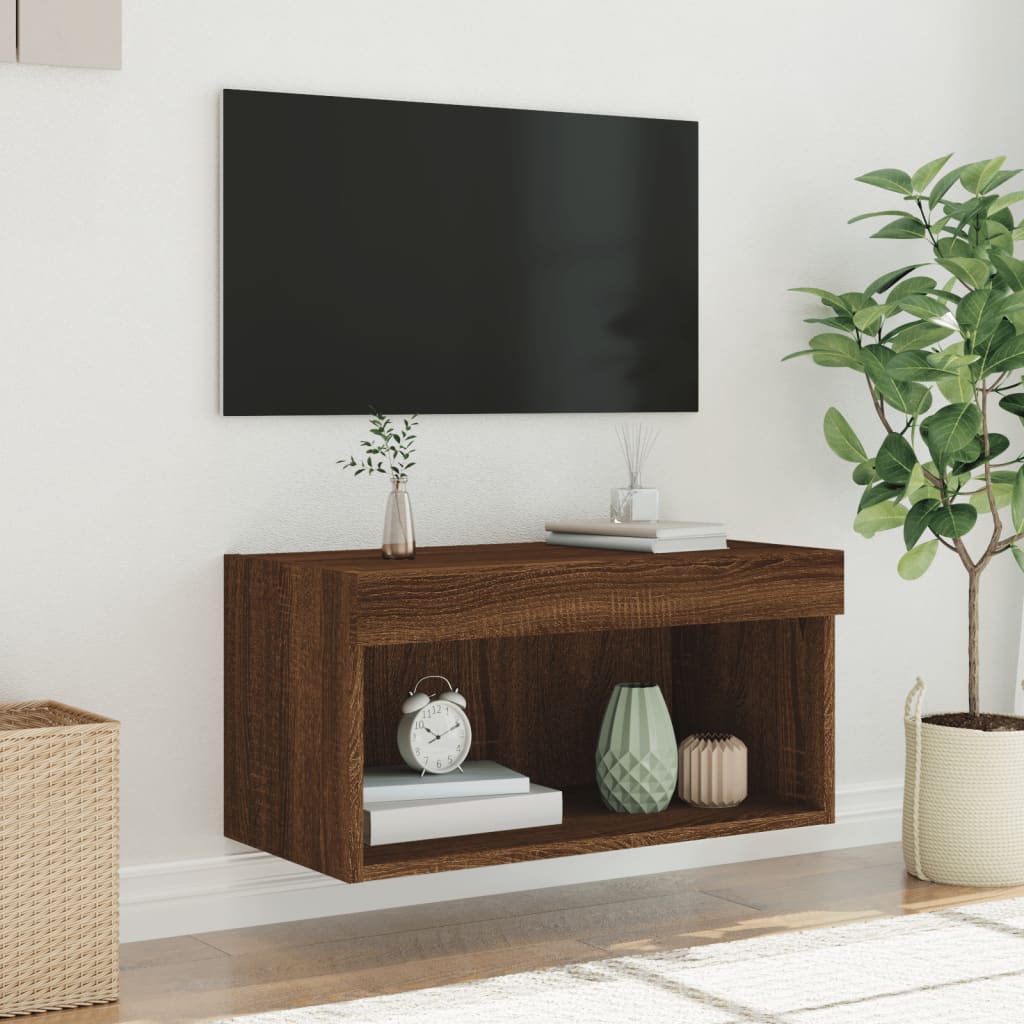 vidaXL TV Cabinet with LED Lights Brown Oak 60x30x30 cm