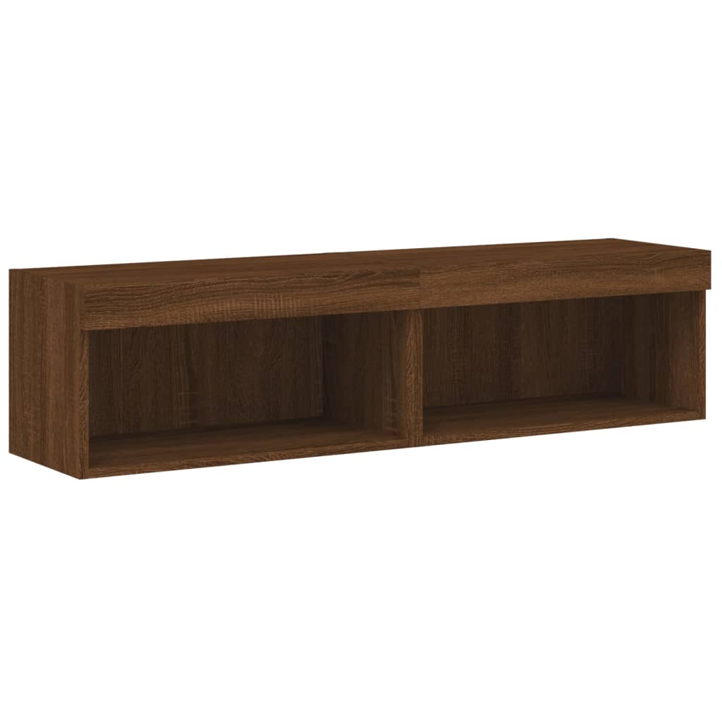 vidaXL TV Cabinets with LED Lights 2 pcs Brown Oak 60x30x30 cm