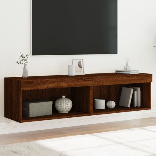 vidaXL TV Cabinets with LED Lights 2 pcs Brown Oak 60x30x30 cm