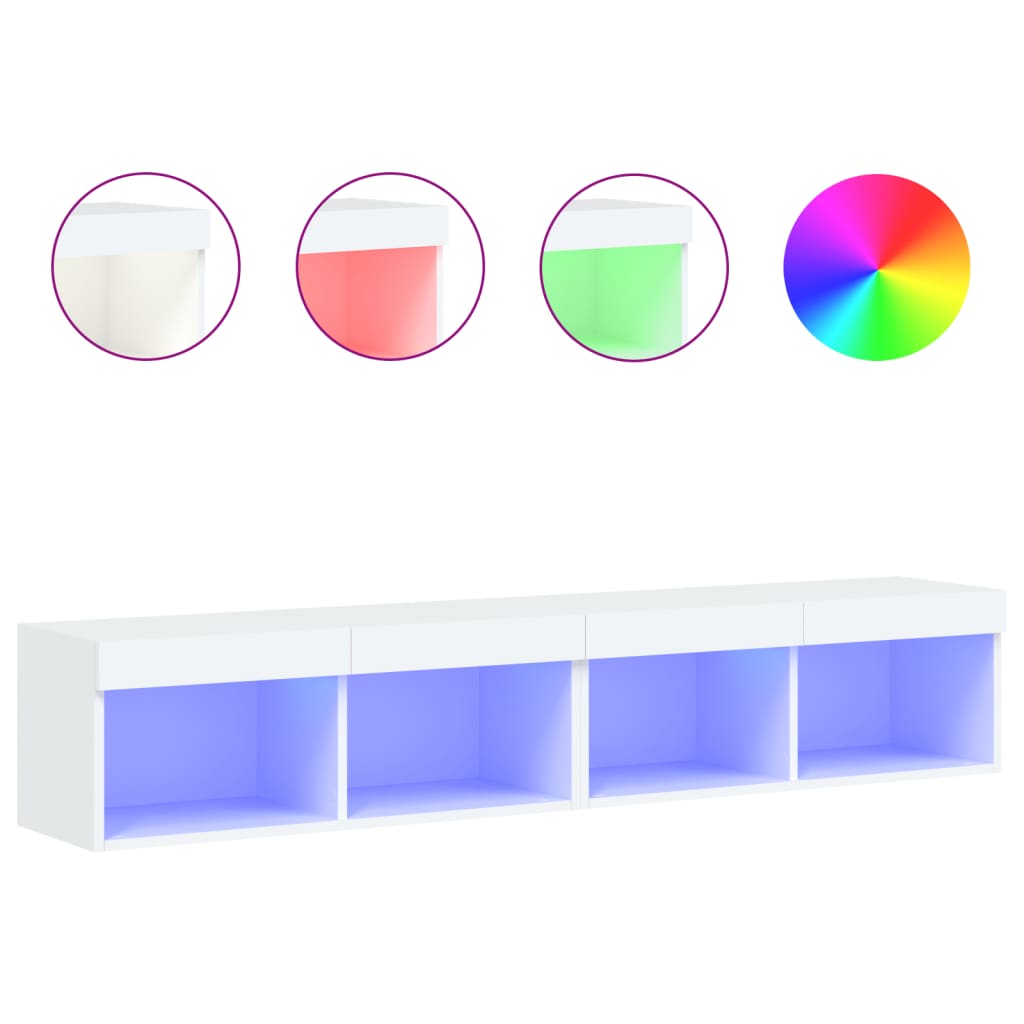 2 Piece TV Cabinet Set with LED Lights White 80x30x30 cm
