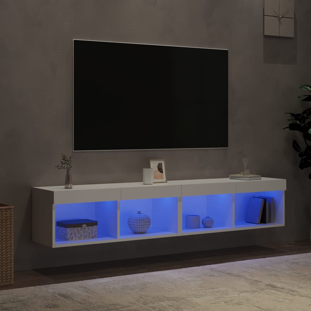 2 Piece TV Cabinet Set with LED Lights White 80x30x30 cm