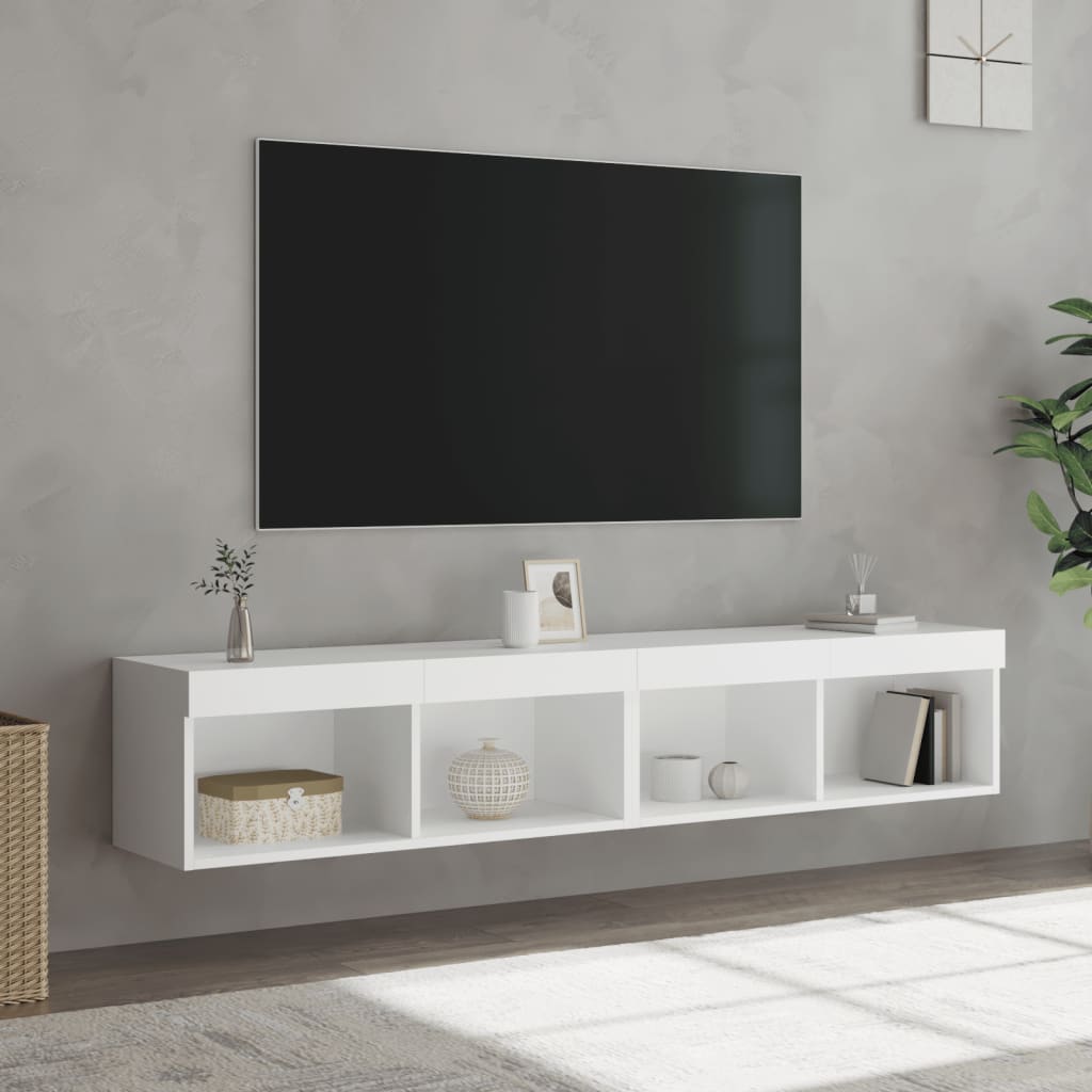2 Piece TV Cabinet Set with LED Lights White 80x30x30 cm