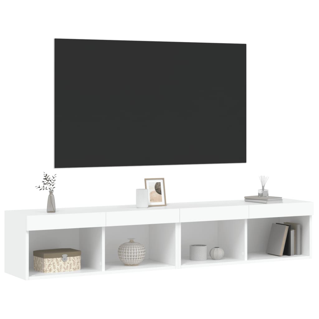 2 Piece TV Cabinet Set with LED Lights White 80x30x30 cm