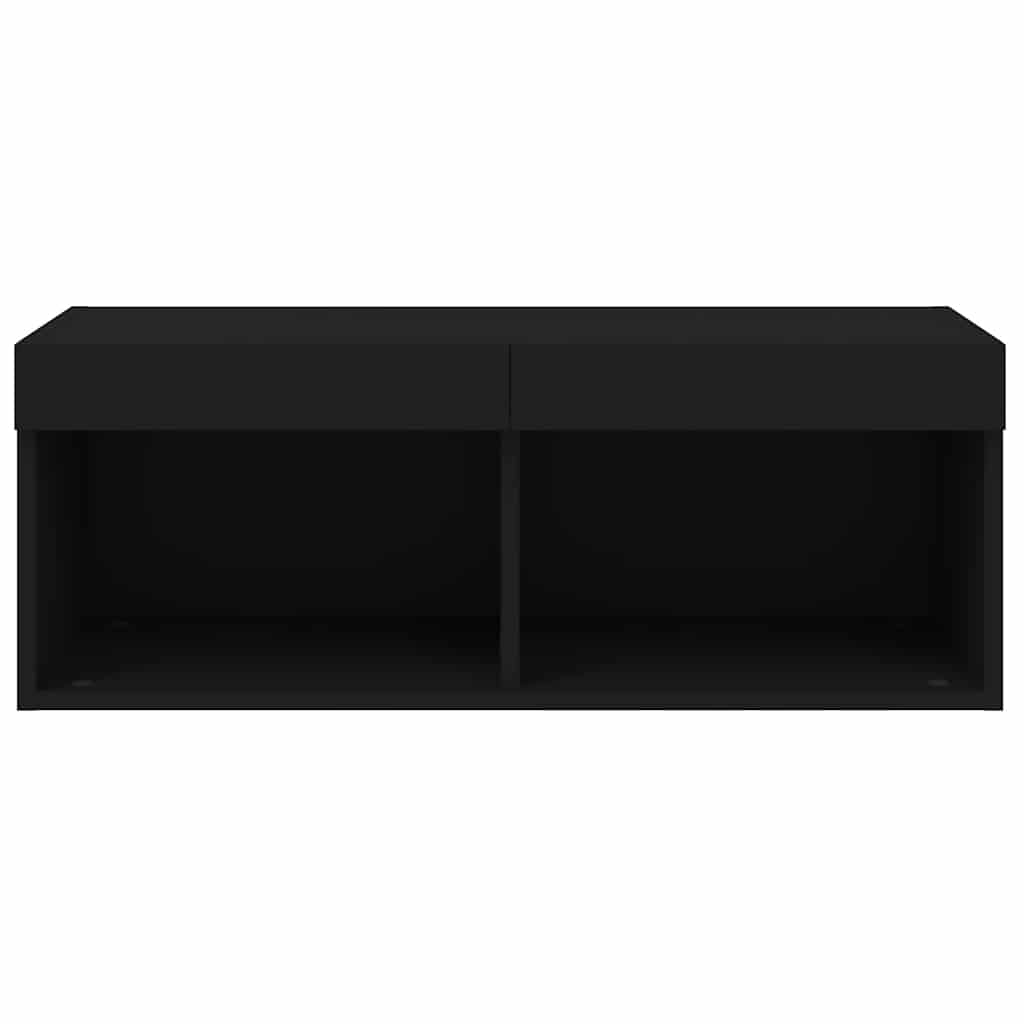 TV Cabinet with LED Lights Black 80x30x30 cm